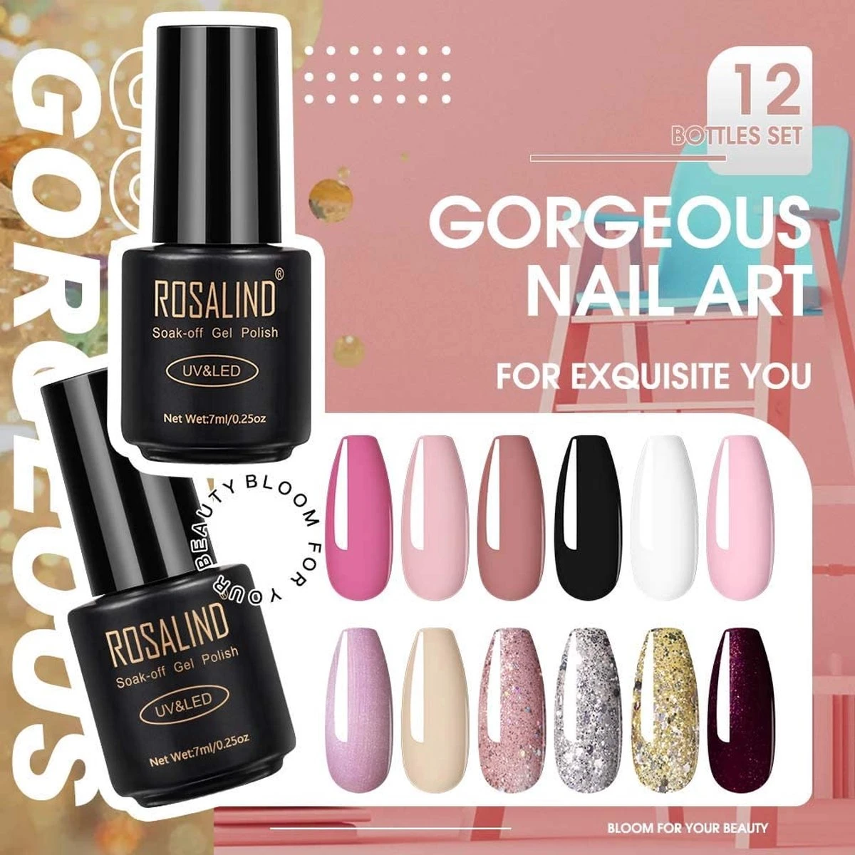 Merkloos Gel Polish Set 14P - Voor Manicure - 12 Stuks - Uv Kleuren, Kleurcode 12-11 - Gel Nagellak Semi Permanente Hybrid - Nail Art Gel Lak Set & Kits RATC12-11 4 Merkloos Gel Polish Set 14P - Voor Manicure - 12 Stuks - Uv Kleuren, Kleurcode 12-11 - Gel Nagellak Semi Permanente Hybrid - Nail Art Gel Lak Set & Kits RATC12-11 - Afbeelding 2