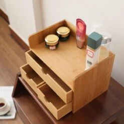 Merkloos Decopatent® Luxe Make-up Organizer Met 3 Lades - Cosmetica Organizer Make Up Met Schuiflade Bamboe Hout - Cosmeticahouder - Toren -Beroemde Cosmetica Winkel 1200x1200 1681