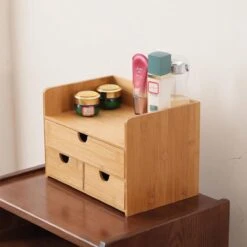 Merkloos Decopatent® Luxe Make-up Organizer Met 3 Lades - Cosmetica Organizer Make Up Met Schuiflade Bamboe Hout - Cosmeticahouder - Toren -Beroemde Cosmetica Winkel 1200x1200 1685