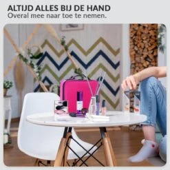 Cosmetica Koffer - Make-up Koffer Met Verstelbare Vakken - Visagie En Nagelstyliste Beauty Koffer - 26x23x9CM - Roze -Beroemde Cosmetica Winkel 1200x1200 1717