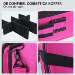 Cosmetica Koffer - Make-up Koffer Met Verstelbare Vakken - Visagie En Nagelstyliste Beauty Koffer - 26x23x9CM - Roze -Beroemde Cosmetica Winkel 1200x1200 1718