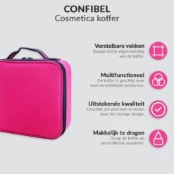 Cosmetica Koffer - Make-up Koffer Met Verstelbare Vakken - Visagie En Nagelstyliste Beauty Koffer - 26x23x9CM - Roze -Beroemde Cosmetica Winkel 1200x1200 1721