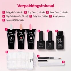 Miss Jules® Luxe Complete Polygel Kit - Polygel Nagels Starterspakket - 3 X 30 ML - Perfecte Combinatie Gellak & Acryl - Inclusief Instructievideo (NL) -Beroemde Cosmetica Winkel 1200x1200 32