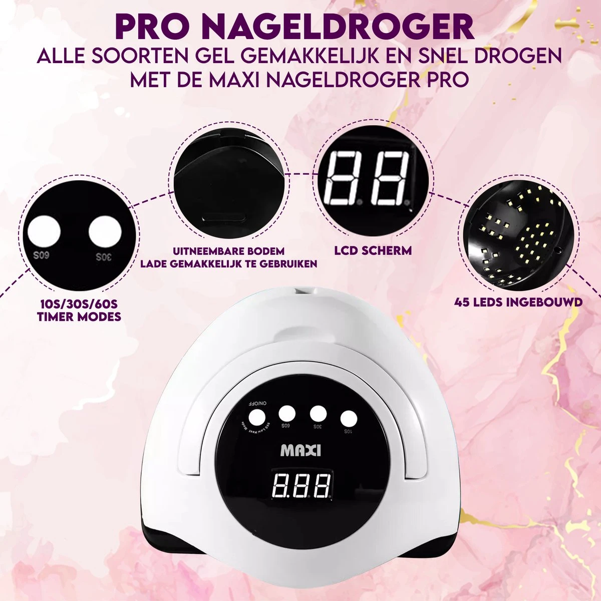 Maxi Nageldroger Pro - 168W - Uv Lamp - Nageldroger Lamp - Nageldroger Voor Gelnagels - Geschikt Voor Elke Nagel Gellak 7 Maxi Nageldroger Pro - 168W - Uv Lamp - Nageldroger Lamp - Nageldroger Voor Gelnagels - Geschikt Voor Elke Nagel Gellak - Afbeelding 5