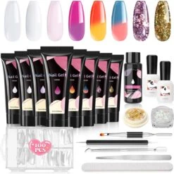 Merkloos Nepnagels - Polygel Set - 8 Kleuren - Nagels Set - Polygel Starter Set - Nagelverlenging Gel Kit - Voor Beginners - Voor DIY Salon Art Nagels