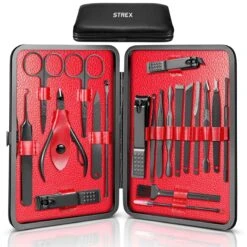 Strex Luxe Manicureset / Pedicureset Met Lederen Opbergetui - 20 Delig - Manicure Set - Pedicure Set - Manicure Sets - Pedicure Sets