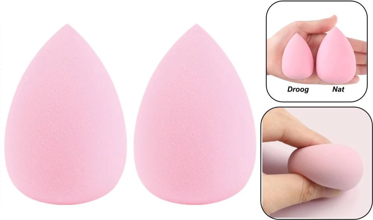 PD® - Make-up Spons - 2 Stuks - Lichtroze - Beauty Blender - Blender Spons Voor Make-up - Foundation Blender - Make-up Ei 3 PD® - Make-up Spons - 2 Stuks - Lichtroze - Beauty Blender - Blender Spons Voor Make-up - Foundation Blender - Make-up Ei