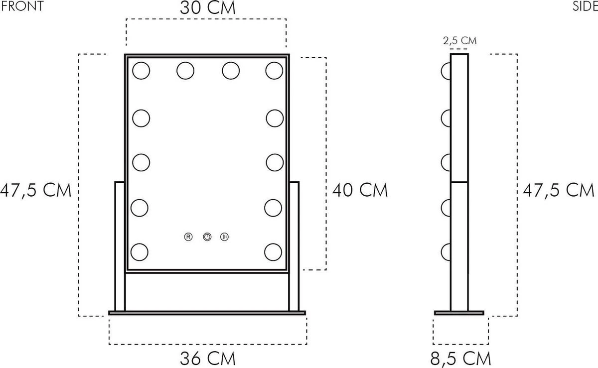 United Entertainment - Hollywood Spiegel Met 12 LEDs - 36x47,5 Cm - Wit 7 United Entertainment - Hollywood Spiegel Met 12 LEDs - 36x47,5 Cm - Wit - Afbeelding 5