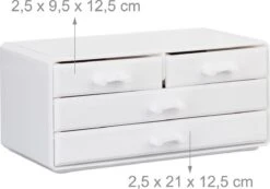 A&K 2in1 Make-up Organizer - 4 Lades Cosmetica Opbergdoos - Kaptafel - Wit -Beroemde Cosmetica Winkel 1200x839 3