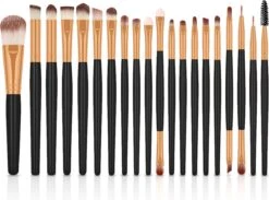 Evvie 20-delige Make-up Kwasten Set - Goud Zwart