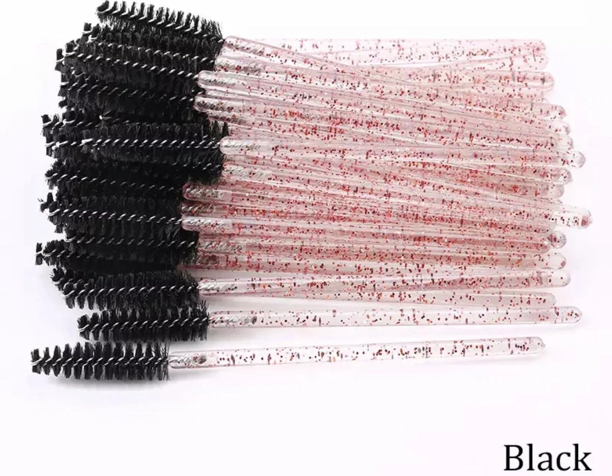 Wegwerp Wimper En Wenkbrauw Borsteltjes - Mascara Borsteltjes - Zwart Glitter - 25 Stuks 3 Wegwerp Wimper En Wenkbrauw Borsteltjes - Mascara Borsteltjes - Zwart Glitter - 25 Stuks
