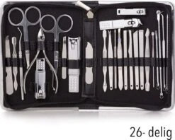 NCPS Professionele Manicure Set / Pedicure Set | 26-Delig | Opbergetui | Reisset | Nagelschaar | Nagelknipper | Nagelverzorging | Voor Mannen En Vrouwen | Zwart -Beroemde Cosmetica Winkel 1200x964