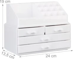 A&K 2in1 Make-up Organizer - 4 Lades Cosmetica Opbergdoos - Kaptafel - Wit -Beroemde Cosmetica Winkel 1200x975 1