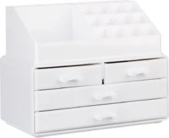 A&K 2in1 Make-up Organizer - 4 Lades Cosmetica Opbergdoos - Kaptafel - Wit -Beroemde Cosmetica Winkel 1200x981 8
