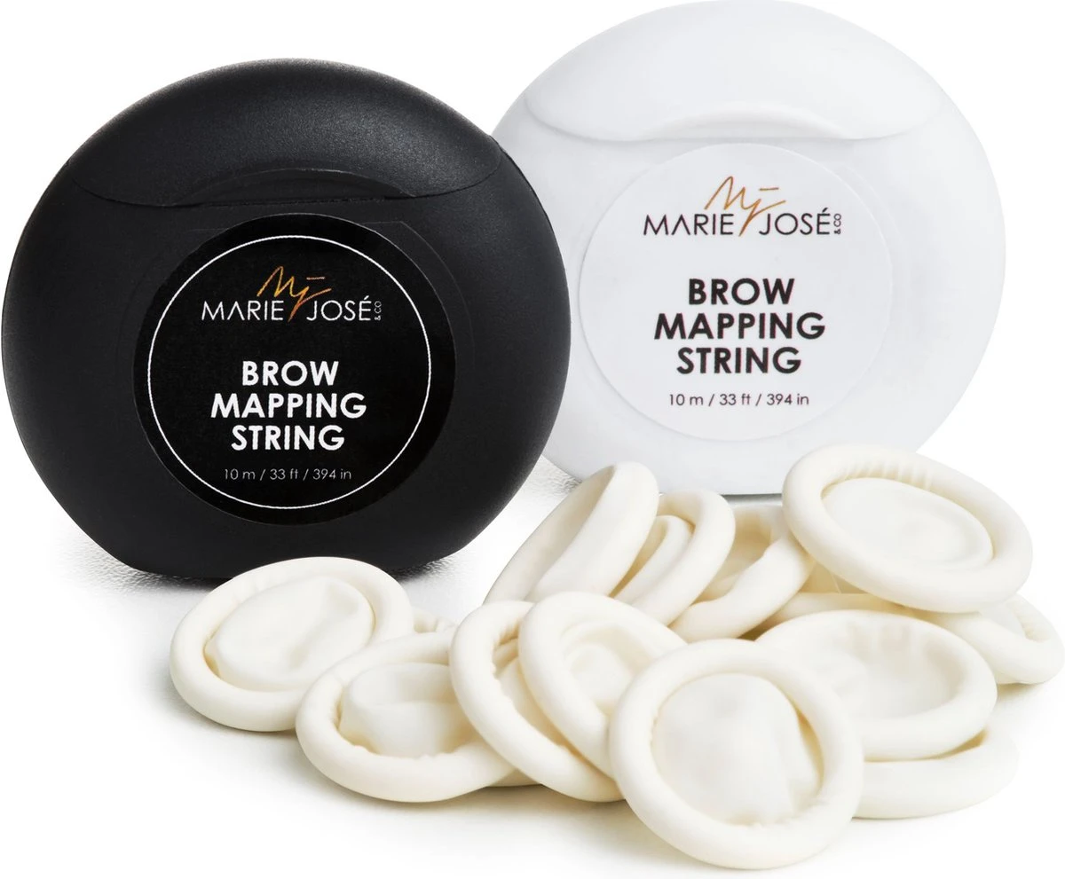 Marie-José & Co Brow Mapping String Set - Zwart & Witte Draad + 10 Vingerbeschermers - Perfect Wenkbrauwen Aftekenen Met Voorgekleurde Draad - Alternatief Voor Wenkbrauwsjablonen 3 Marie-José & Co Brow Mapping String Set - Zwart & Witte Draad + 10 Vingerbeschermers - Perfect Wenkbrauwen Aftekenen Met Voorgekleurde Draad - Alternatief Voor Wenkbrauwsjablonen