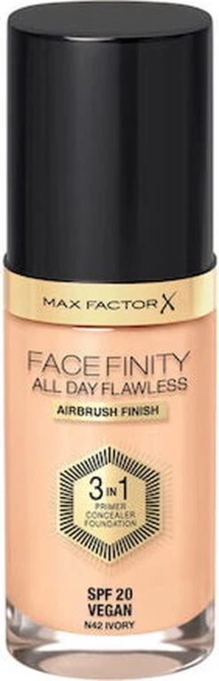 Max Factor Facefinity All Day Flawless 3-In-1 Vegan Foundation 042 Ivory -Beroemde Cosmetica Winkel 387x1200