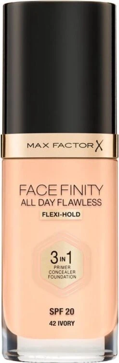 Max Factor Facefinity All Day Flawless 3-In-1 Vegan Foundation 042 Ivory -Beroemde Cosmetica Winkel 396x1200