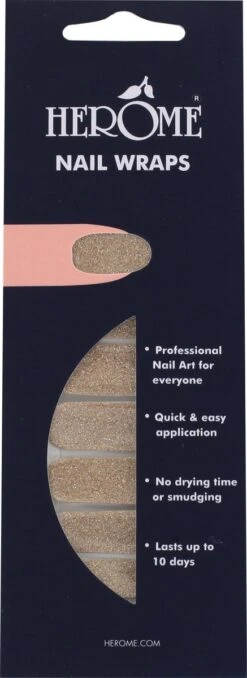 Herome Nail Wraps Starterkit Golden Glitter - 2x10 Nagelstickers - Inclusief Top Coat 4ml - In Organza Verpakt 11 Herome Nail Wraps Starterkit Golden Glitter - 2x10 Nagelstickers - Inclusief Top Coat 4ml - In Organza Verpakt -Beroemde Cosmetica Winkel 437x1200 1