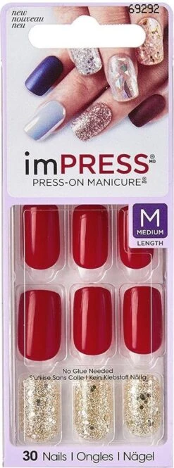 Kiss ImPRESS Press-on Manicure He's With Me- Kunstnagels - Nagels - Press On Nails - Plaknagels - Nepnagels - 30 Stuks - Beste Kwaliteit