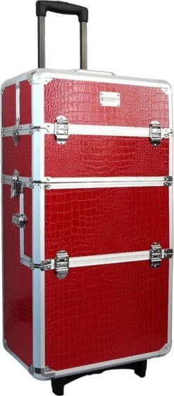 Veronica NAIL-PRODUCTS Aluminium Nagel Trolley 3 In 1 CROCO ROOD, Pedicure, Manicure. Ook Als Sinterklaas Trolley, Trolly, Koffer! -Beroemde Cosmetica Winkel 529x1200 3