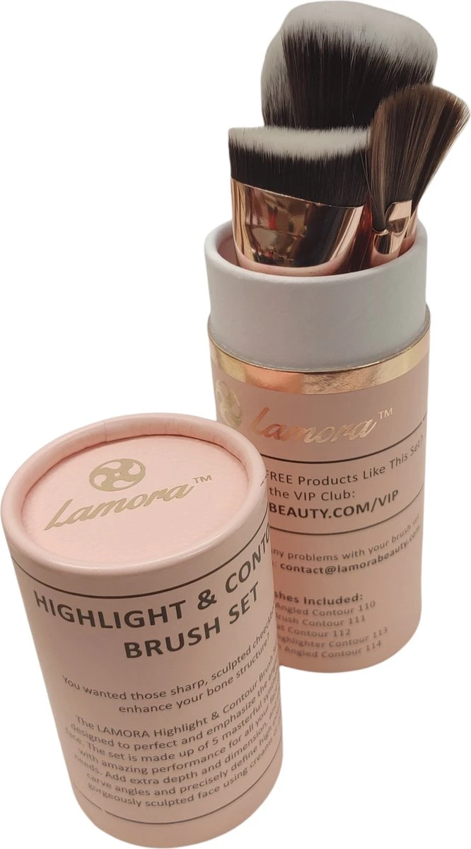 Lamora Make-up Kwasten Set - Contour - Lamora Proffecioneel - 5 Delig Kwasten In Luxe Koker 5 Lamora Make-up Kwasten Set - Contour - Lamora Proffecioneel - 5 Delig Kwasten In Luxe Koker - Afbeelding 3