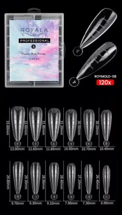 Royala Mold08 Dual System Forms - Mold - 120 Stuks - 12 Maten In Handige Tipbox - Polygel Tips - Voor Polygel En Acrylgel - Mix System Forms - Tips Voor Polygel - Royala Dual Mold Tips Line -Beroemde Cosmetica Winkel 682x1200