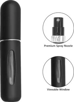 Merkloos Hervulbaar Parfumflesje - Zwart - 5ML - Verstuiver - Navulbaar -Beroemde Cosmetica Winkel 869x1200