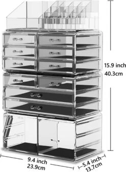 Make-up Cosmetische Organizer Opbergladen Display Dozen Case Met Laden (12D, Transparant) -Beroemde Cosmetica Winkel 879x1200 4