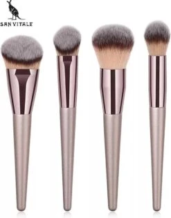 San Vitale® - Luxe Professionele Make Up Kwasten Set - Make Up Brush - Vegan Penselen - Inclusief Pouch - Make Up Pouch Met 10-delig Penselen Set - Champagne/goud -Beroemde Cosmetica Winkel 939x1200 3