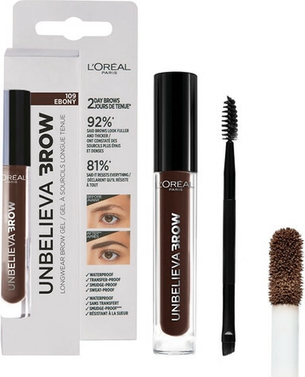 L’Oréal Paris Unbelieva Brow Wenkbrauwgel - 109 Ebony - Donker Bruin - Waterproof - 3.4 Ml 3 L’Oréal Paris Unbelieva Brow Wenkbrauwgel - 109 Ebony - Donker Bruin - Waterproof - 3.4 Ml