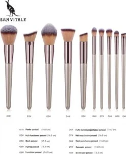San Vitale® - Luxe Professionele Make Up Kwasten Set - Make Up Brush - Vegan Penselen - Inclusief Pouch - Make Up Pouch Met 10-delig Penselen Set - Champagne/goud -Beroemde Cosmetica Winkel 989x1200 2