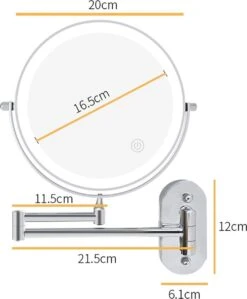 360° Draaibaar LED Scheerspiegel Met 5X Vergroting - 3 Lichtstanden - Dimstanden - Badkamerspiegel Met Natuurlijk Licht - Make-up Spiegel - Draadloos - Werkt Op Batterijen -Beroemde Cosmetica Winkel 990x1200 3