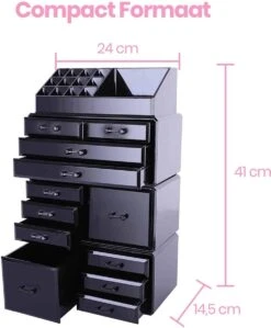 Confibel XXL Acryl Make-up Cosmetica Organizer - Verstelbare Lades - Sieraden/Make-up/Cosmetica Organizer - 11 Compartimenten - Zwart -Beroemde Cosmetica Winkel 991x1200 2